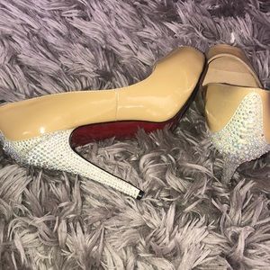 Bridal crystal nude shoes